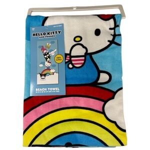 Sanrio Hello Kitty & Friends Blue Beach Pool Summer Camp Towel Cotton 28 X 58